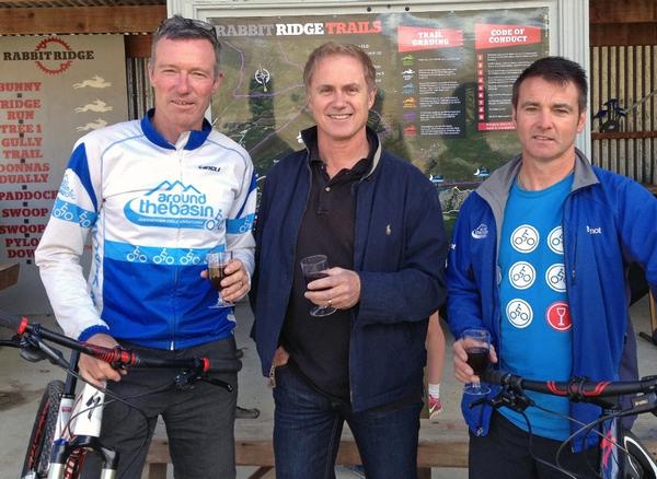 Co-owners of Around the Basin John Knight (L) and Steve Norton (R) with Gibbston Valley CEO Greg Hunt (middle).